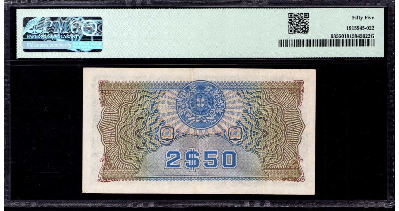 Mozambique 2$50 Escudos 23.5.1944 P93 PMG55 Mozambique 2$50 Escudos 23.5.1944 P93 PMG55
