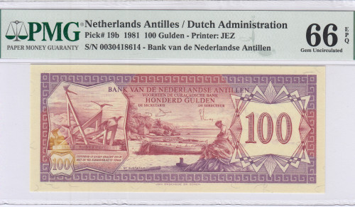 Netherlands Antilles 100 Gulden 1981 P19b PMG66 EPQ