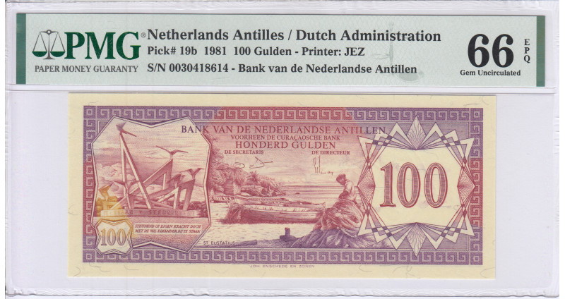 Netherlands Antilles 100 Gulden 1981 P19b PMG66 EPQ