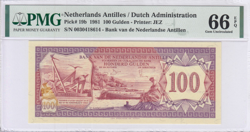 Netherlands Antilles 100 Gulden 1981 P19b PMG66 EPQ Netherlands Antilles 100 Gulden 1981 P19b PMG66 EPQ