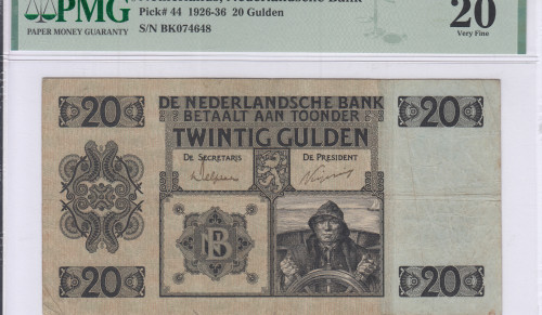 Netherlands 20 Gulden 29.3.1926 P44 PMG20