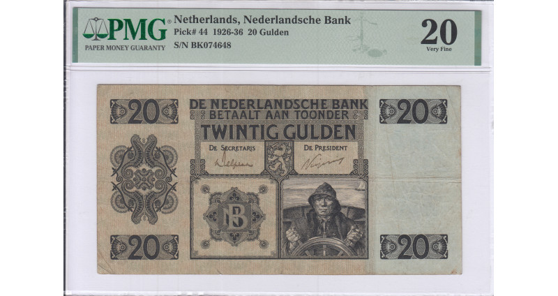 Netherlands 20 Gulden 29.3.1926 P44 PMG20