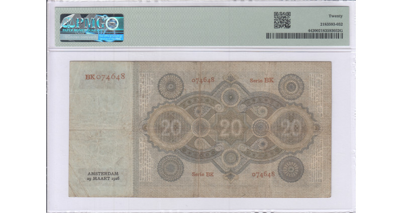 Netherlands 20 Gulden 29.3.1926 P44 PMG20 Netherlands 20 Gulden 29.3.1926 P44 PMG20