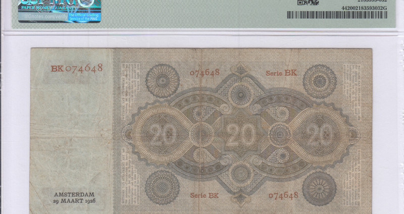 Netherlands 20 Gulden 29.3.1926 P44 PMG20 Netherlands 20 Gulden 29.3.1926 P44 PMG20