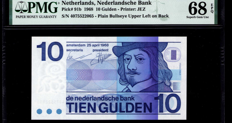 Netherlands 10 Gulden 1968 P91b PMG68 EPQ Netherlands 10 Gulden 1968 P91b PMG68 EPQ
