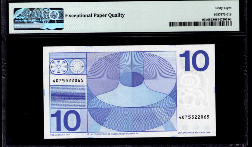 Netherlands 10 Gulden 1968 P91b PMG68 EPQ