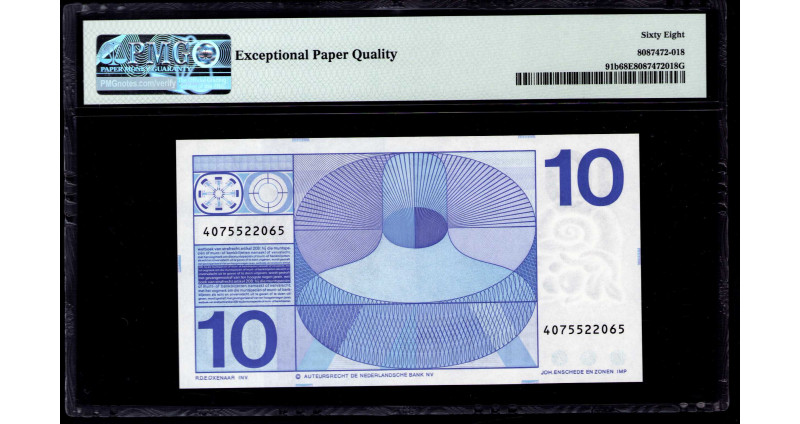 Netherlands 10 Gulden 1968 P91b PMG68 EPQ Netherlands 10 Gulden 1968 P91b PMG68 EPQ