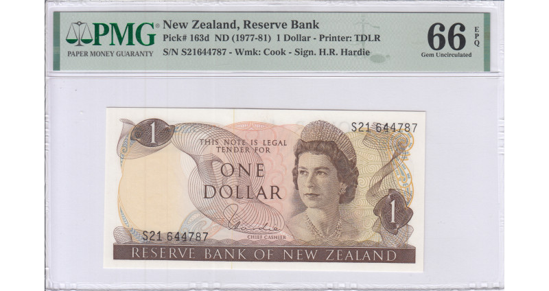 New Zealand 1 Dollar ND 1977-81 P163d PMG66 EPQ