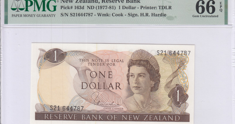 New Zealand 1 Dollar ND 1977-81 P163d PMG66 EPQ New Zealand 1 Dollar ND 1977-81 P163d PMG66 EPQ