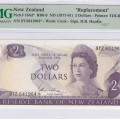 New Zealand 2 Dollars 1977-81 P164d* PMG66 EPQ "Replacement" New Zealand 2 Dollars 1977-81 P164d* PMG66 EPQ "Replacement"