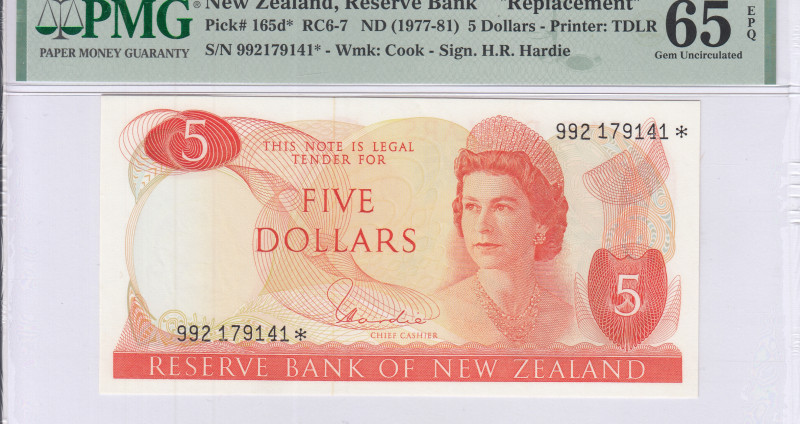 New Zealand 5 Dollars ND(1977-81) P165d* PMG65 EPQ "Replacement" New Zealand 5 Dollars ND(1977-81) P165d* PMG65 EPQ "Replacement"
