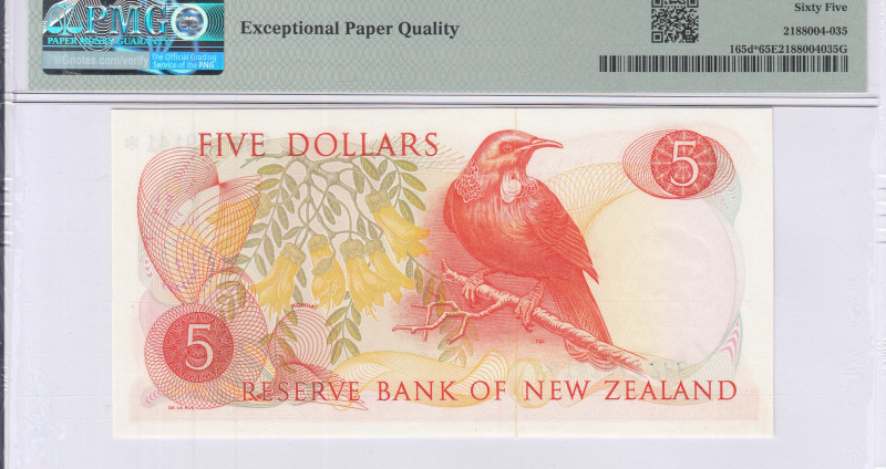 New Zealand 5 Dollars ND(1977-81) P165d* PMG65 EPQ "Replacement" New Zealand 5 Dollars ND(1977-81) P165d* PMG65 EPQ "Replacement"