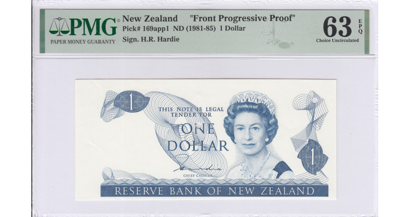New Zealand 1 Dollar 1981-85 P169app1 PMG63 EPQ (Front Progressive Proof) New Zealand 1 Dollar 1981-85 P169app1 PMG63 EPQ (Front Progressive Proof)