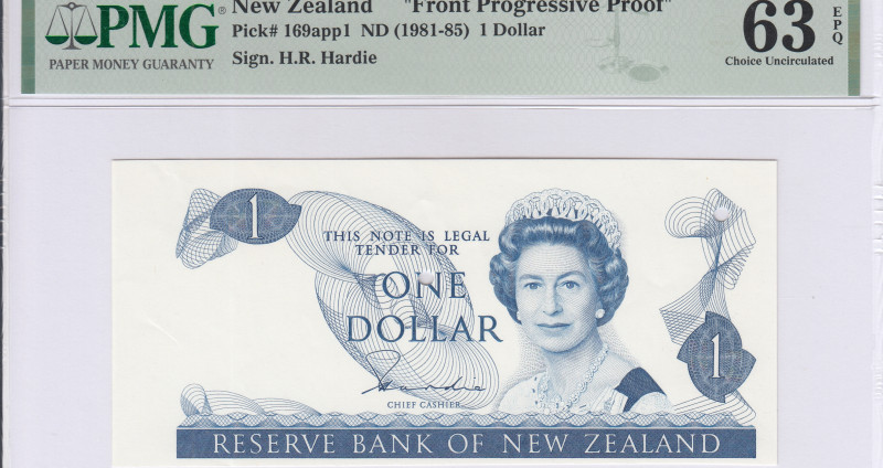 New Zealand 1 Dollar 1981-85 P169app1 PMG63 EPQ (Front Progressive Proof) New Zealand 1 Dollar 1981-85 P169app1 PMG63 EPQ (Front Progressive Proof)