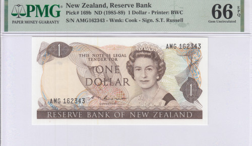 New Zealand 1 Dollar ND 1985-89 P169b PMG66 EPQ