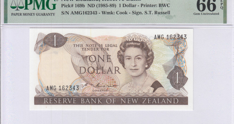 New Zealand 1 Dollar ND 1985-89 P169b PMG66 EPQ New Zealand 1 Dollar ND 1985-89 P169b PMG66 EPQ