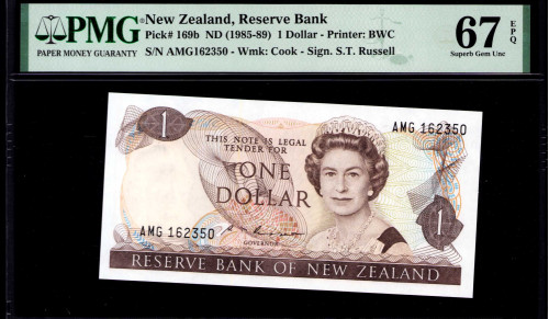 New Zealand 1 Dollar ND(1981-85) P169a PMG67 EPQ