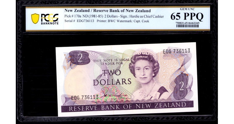 New Zealand 2 Dollars ND 1981-85 P170a PCGS65 PPQ