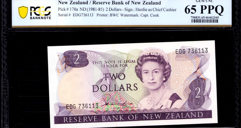 New Zealand 2 Dollars ND 1981-85 P170a PCGS65 PPQ New Zealand 2 Dollars ND 1981-85 P170a PCGS65 PPQ