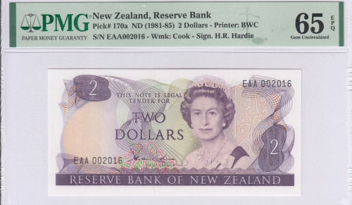 New Zealand 2 Dollars ND(1981-85) P170a PMG65 EPQ