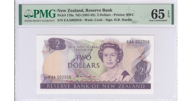 New Zealand 2 Dollars ND(1981-85) P170a PMG65 EPQ