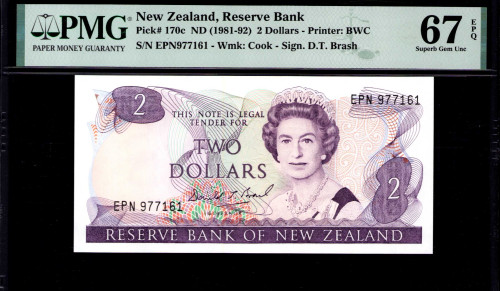 New Zealand 2 Dollars ND 1981-92 P170c PMG67 EPQ