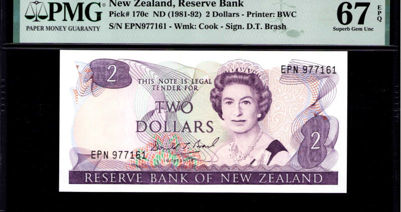 New Zealand 2 Dollars ND 1981-92 P170c PMG67 EPQ New Zealand 2 Dollars ND 1981-92 P170c PMG67 EPQ
