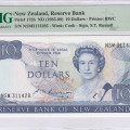 New Zealand 10 Dollars ND(1985-89) P172b PMG66 EPQ New Zealand 10 Dollars ND(1985-89) P172b PMG66 EPQ