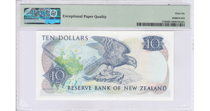 New Zealand 10 Dollars ND(1985-89) P172b PMG66 EPQ New Zealand 10 Dollars ND(1985-89) P172b PMG66 EPQ
