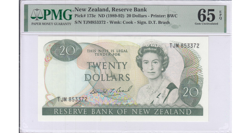 New Zealand 20 Dollars ND(1989-92) P173c PMG65 EPQ