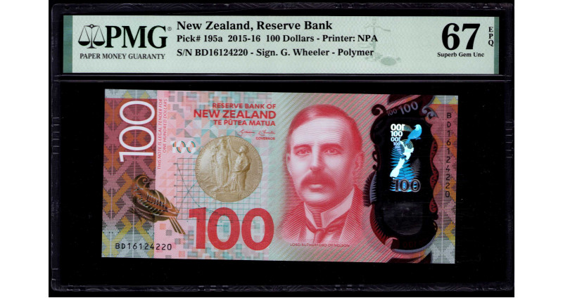 New Zealand 100 Dollars 2016 P195a PMG67 EPQ