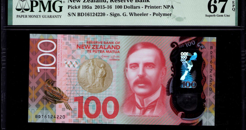 New Zealand 100 Dollars 2016 P195a PMG67 EPQ New Zealand 100 Dollars 2016 P195a PMG67 EPQ