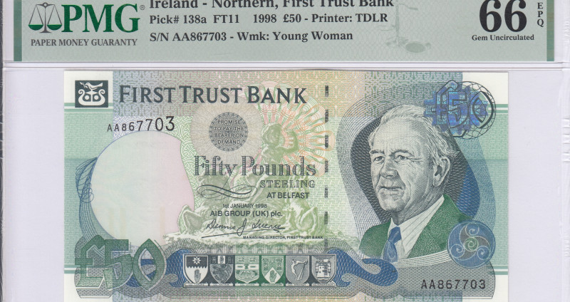 Northern Ireland, Bank of Ireland 50 Pounds 1.1.1998 P138a PMG66 EPQ Northern Ireland, Bank of Ireland 50 Pounds 1.1.1998 P138a PMG66 EPQ