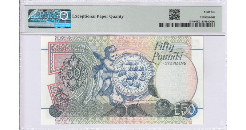 Northern Ireland, Bank of Ireland 50 Pounds 1.1.1998 P138a PMG66 EPQ Northern Ireland, Bank of Ireland 50 Pounds 1.1.1998 P138a PMG66 EPQ