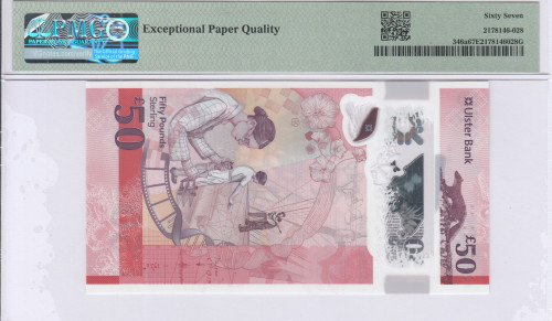 Northern Ireland, Ulster Bank 50 Pounds 2021 P346a PMG67 EPQ