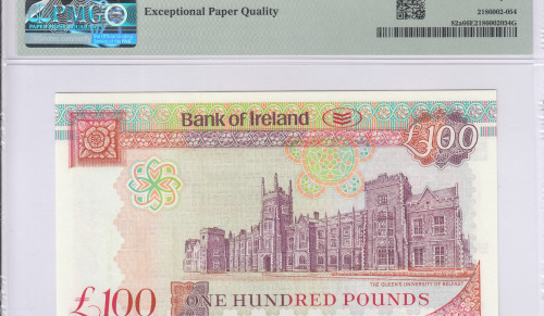 Northern Ireland, Bank of Ireland 100 Pounds 1.3.2005 P82a PMG66 EPQ