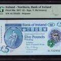 Northern Ireland, Bank of Ireland 5 Pounds 2017 P90a PMG68 EPQ Northern Ireland, Bank of Ireland 5 Pounds 2017 P90a PMG68 EPQ