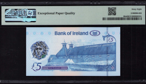 Northern Ireland, Bank of Ireland 5 Pounds 2017 P90a PMG68 EPQ