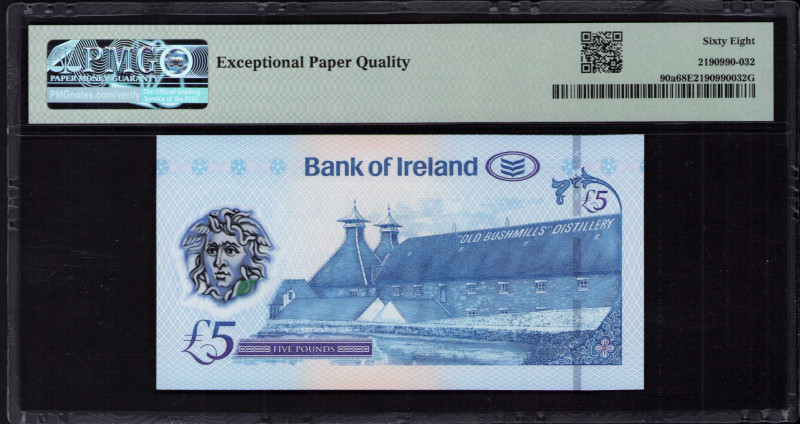 Northern Ireland, Bank of Ireland 5 Pounds 2017 P90a PMG68 EPQ Northern Ireland, Bank of Ireland 5 Pounds 2017 P90a PMG68 EPQ