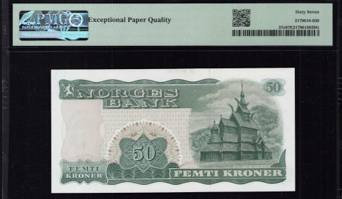 Norway 50 Kroner 1975 P37c PMG67 EPQ