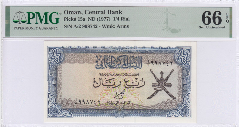 Oman 1/4 Rial 1977 P15a PMG66 EPQ