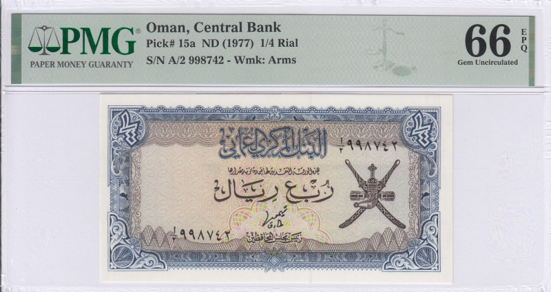 Oman 1/4 Rial 1977 P15a PMG66 EPQ Oman 1/4 Rial 1977 P15a PMG66 EPQ
