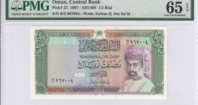 Oman 1/2 Rial 1987 (AH1408) P25 PMG65 EPQ Oman 1/2 Rial 1987 (AH1408) P25 PMG65 EPQ