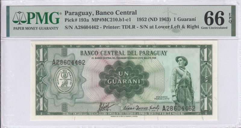 Paraguay 1 Guarani 1925 (ND1963) P193a PMG66 EPQ Paraguay 1 Guarani 1925 (ND1963) P193a PMG66 EPQ