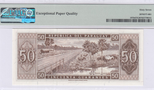 Paraguay 50 Guaranies 1952(ND 1963) P197b PMG67 EPQ