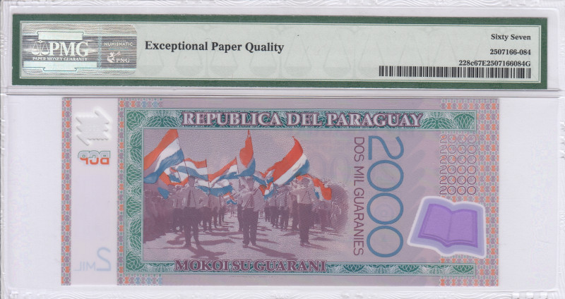 Paraguay 2000 Guaranies 2011 P228c PMG67 EPQ Paraguay 2000 Guaranies 2011 P228c PMG67 EPQ