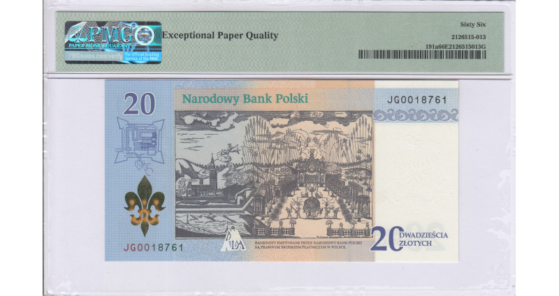 Poland 20 Zlotych 10.5.2017 P191a PMG66 EPQ Poland 20 Zlotych 10.5.2017 P191a PMG66 EPQ