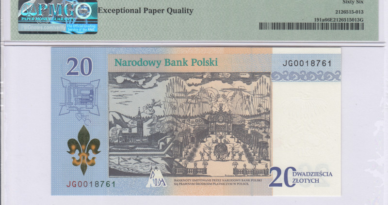 Poland 20 Zlotych 10.5.2017 P191a PMG66 EPQ Poland 20 Zlotych 10.5.2017 P191a PMG66 EPQ