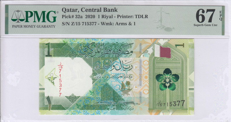 Qatar 1 Riyal P32a PMG67 EPQ Qatar 1 Riyal P32a PMG67 EPQ