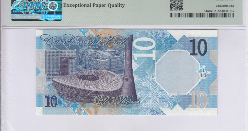 Qatar 10 Riyals P34a PMG67 EPQ Qatar 10 Riyals P34a PMG67 EPQ